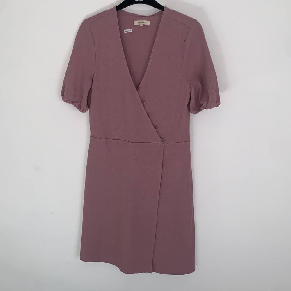 Madewell | Cross Front Lavender button Wrap Dress Size Small - Picture 4 of 10